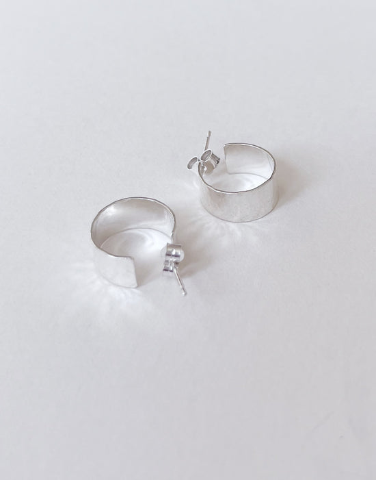 Chunky Hammered Hoops Silver