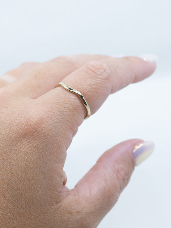 Gold Wavy Hammered Ring