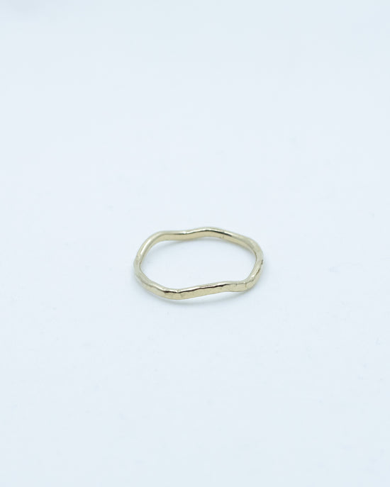 Gold Wavy Hammered Ring